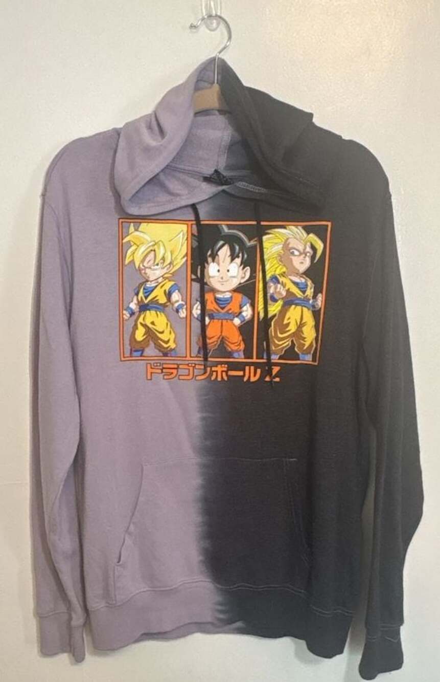 Dragon Ball Z Hoodie Men’s M Goku Gohan Trunks Split Dye Anime Pullover 2020